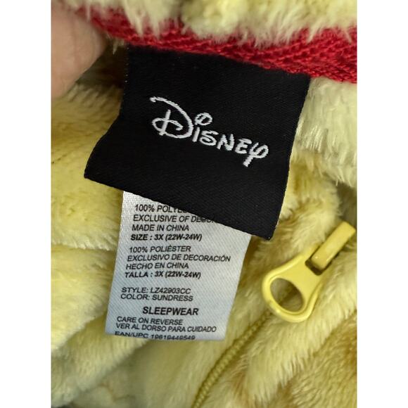 Disney Winnie the Pooh Union Suit Hooded Zip Up Pajama Sleepwear Plus Size 3X - Picture 3 of 6